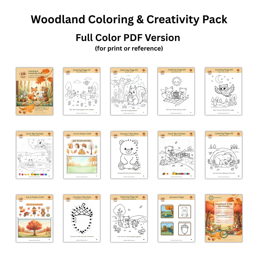 The Woodland Friends Coloring & Creativity Pack (ABC & 123) – Image 2