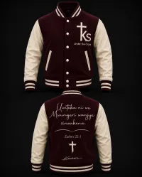 Under The Cross Premium Varsity Jacket – S, Burgundy/Cream