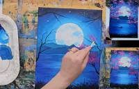 Moonlit Blossoms Acrylic Painting Tutorial – Image 6