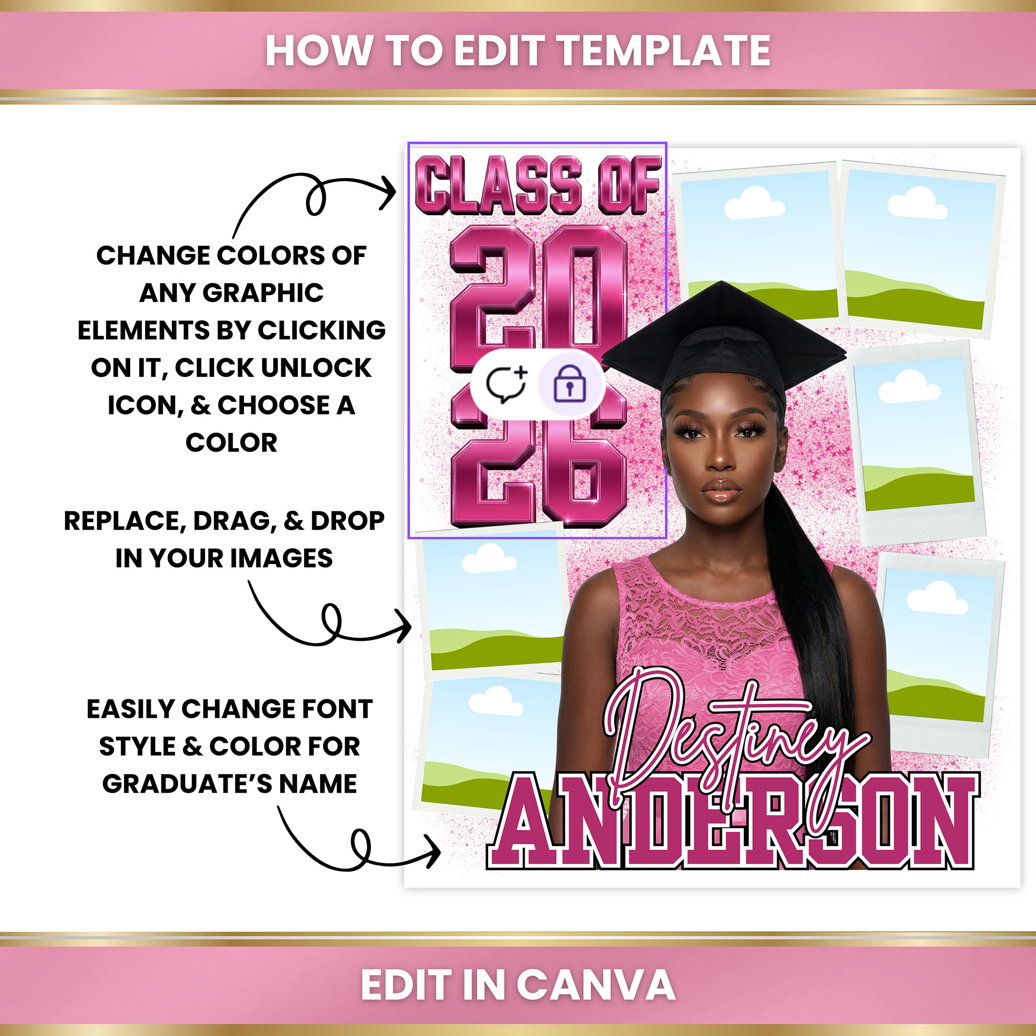 Graduation T-Shirt Template - Pink – Image 5