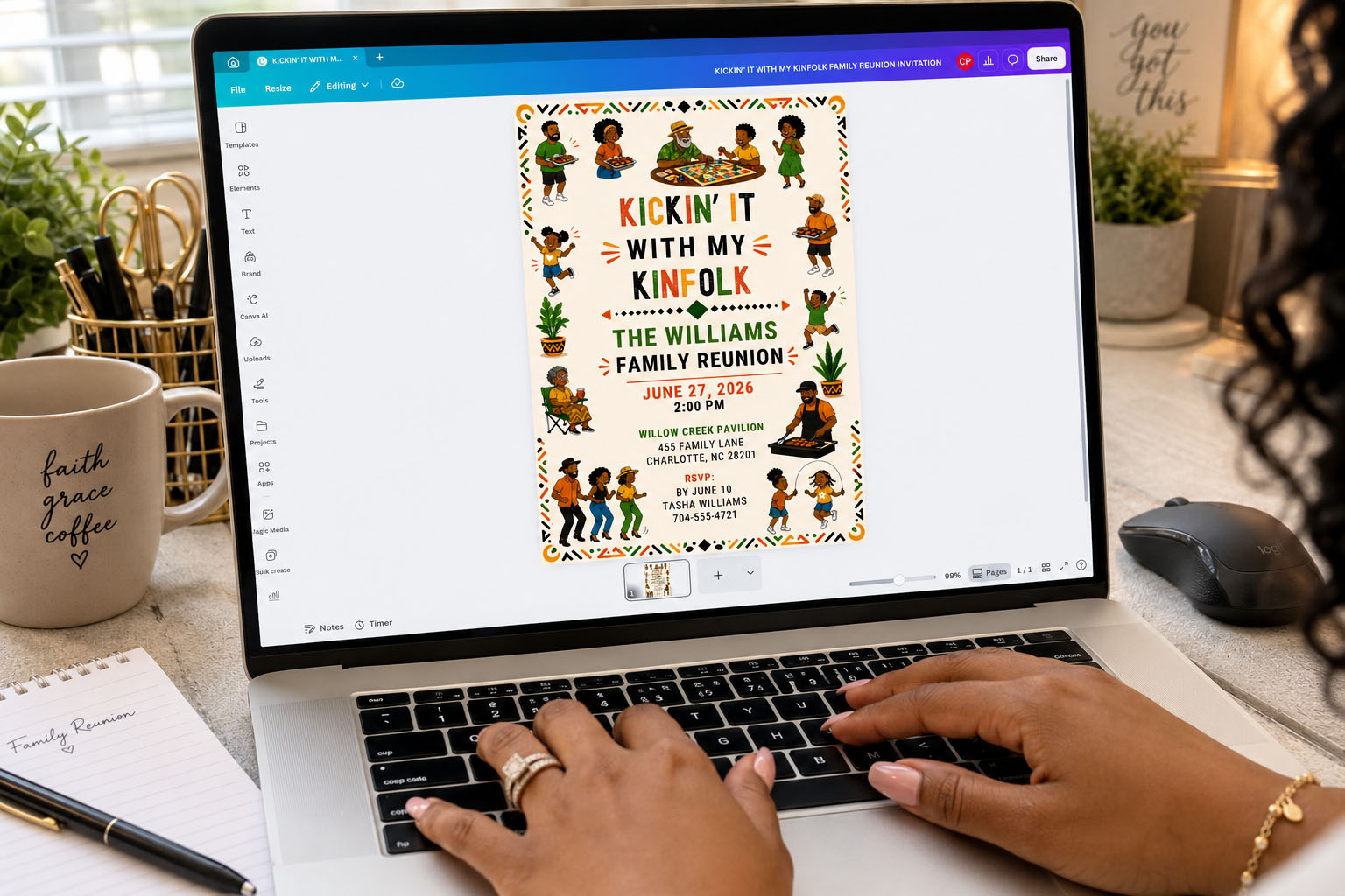 Family Reunion Invitation Canva Template - Kickin' It With My Kinfolk Design – Image 3