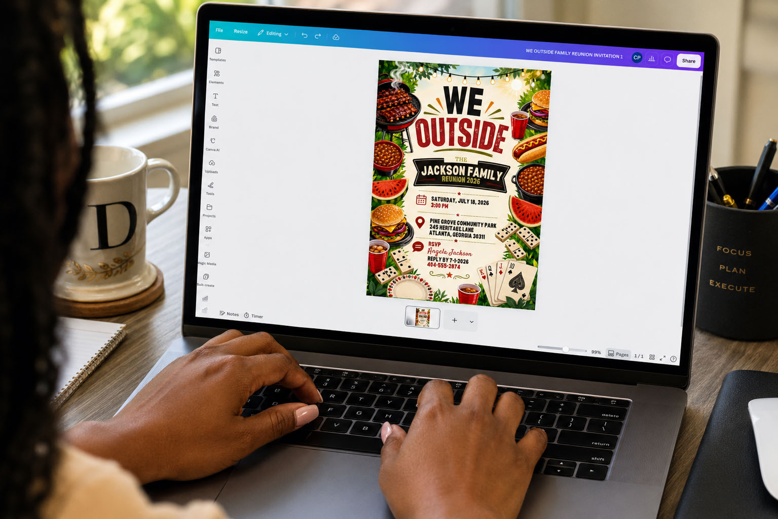 Family Reunion Canva Template - We Outside BBQ Cookout Invitation – Image 4
