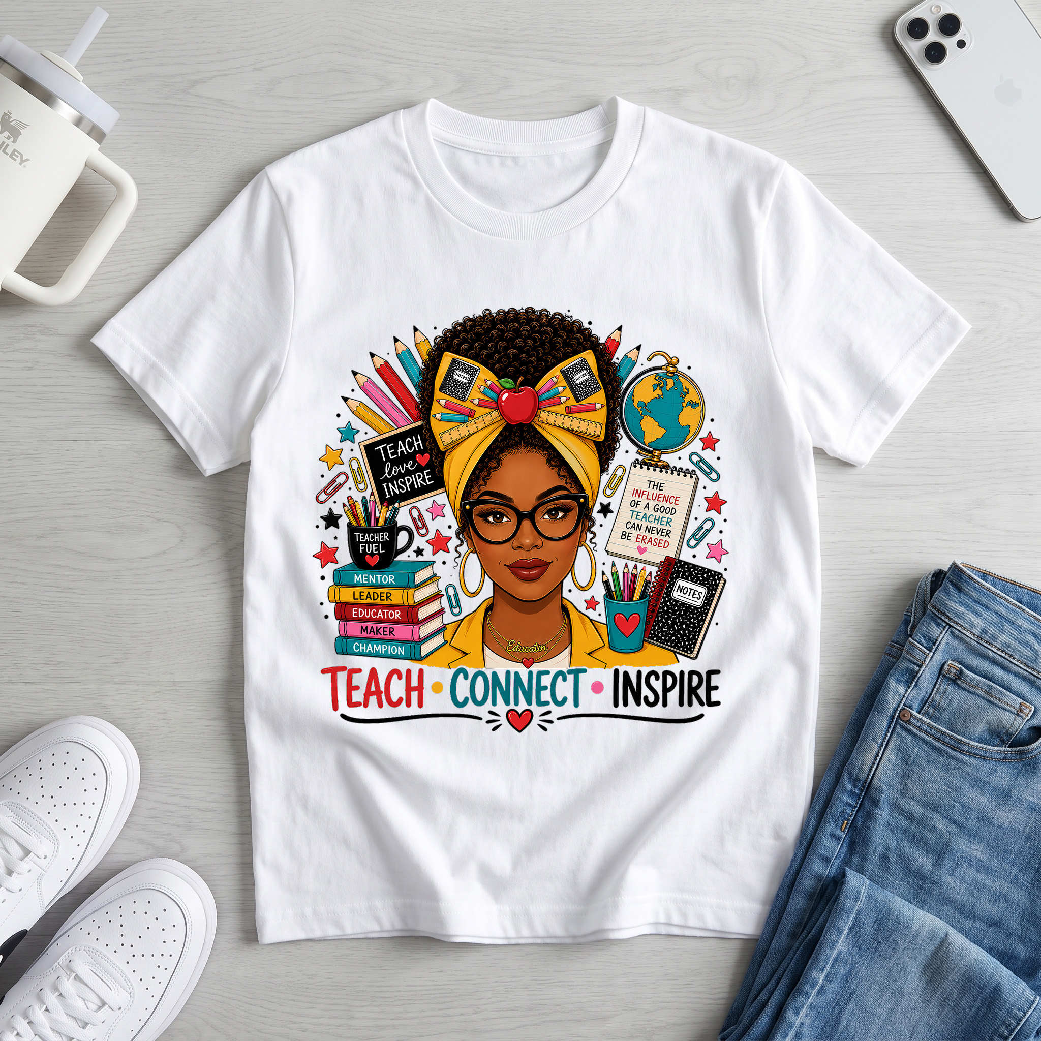 Black Teacher PNG - Teach Connect Inspire Design – Image 3