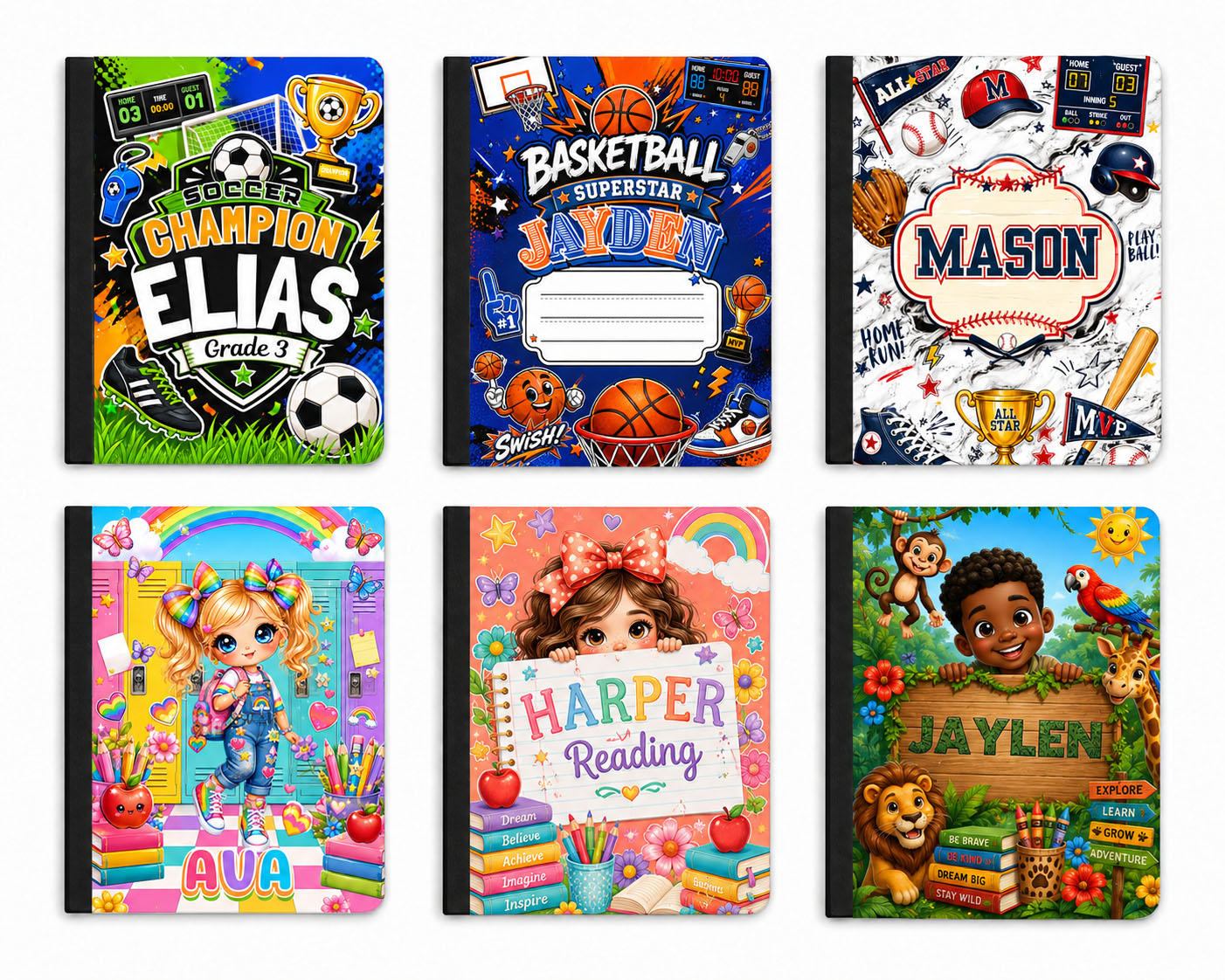 Composition Notebook Cover Template Bundle - 70 Editable Canva Designs with Mockups – Image 7