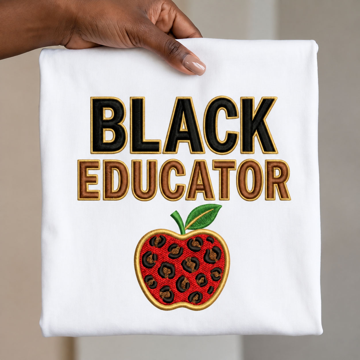 Black Educator PNG - Faux Yarn and Embroidery Style Bundle – Image 2