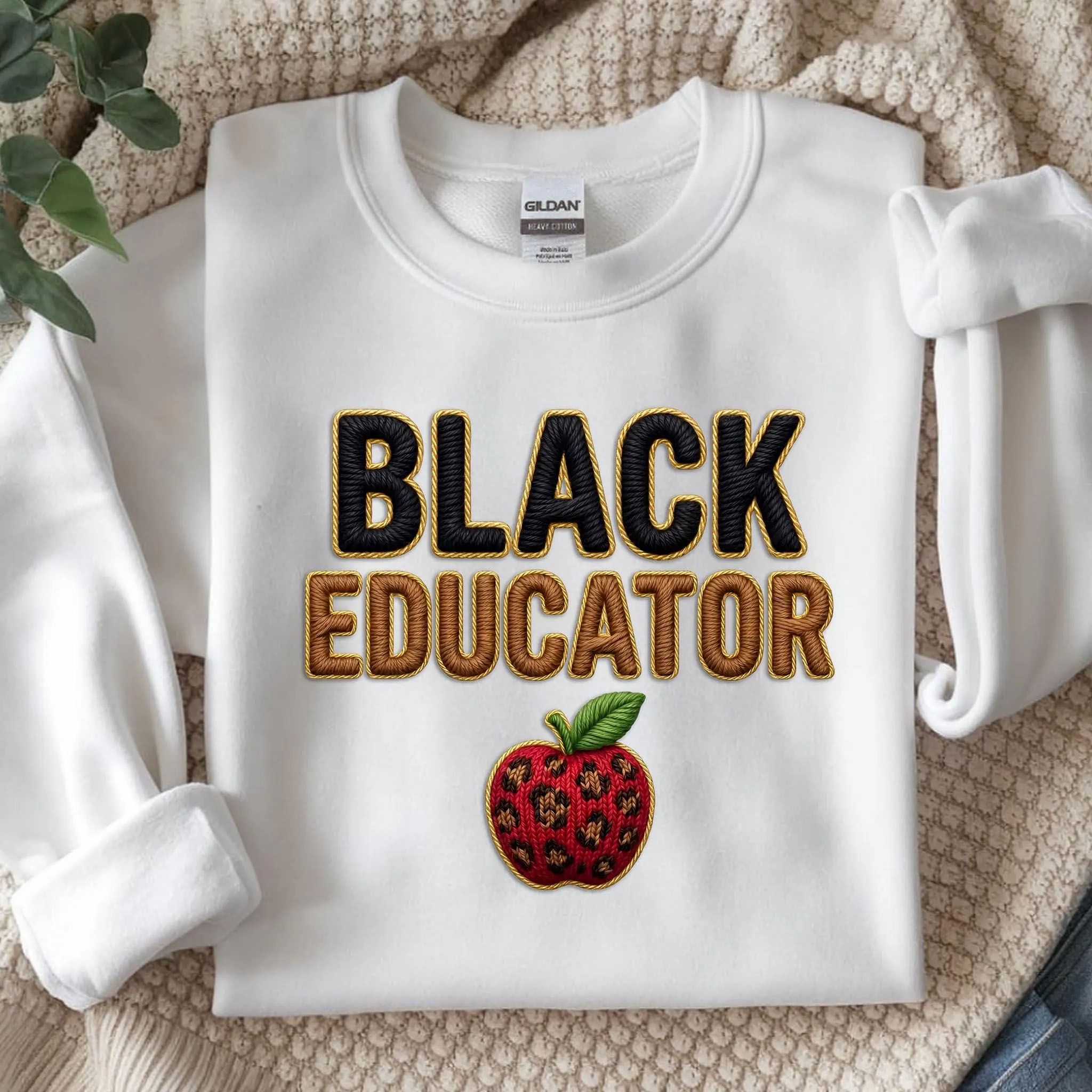 Black Educator PNG - Faux Yarn and Embroidery Style Bundle – Image 3