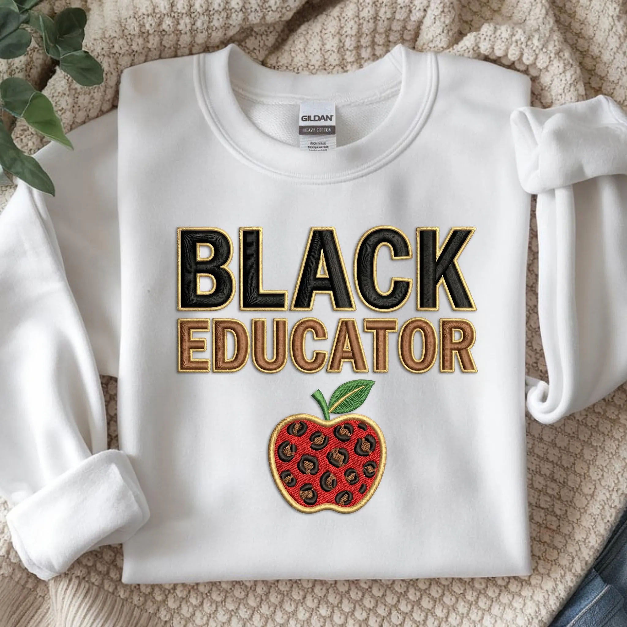 Black Educator PNG - Faux Yarn and Embroidery Style Bundle – Image 4