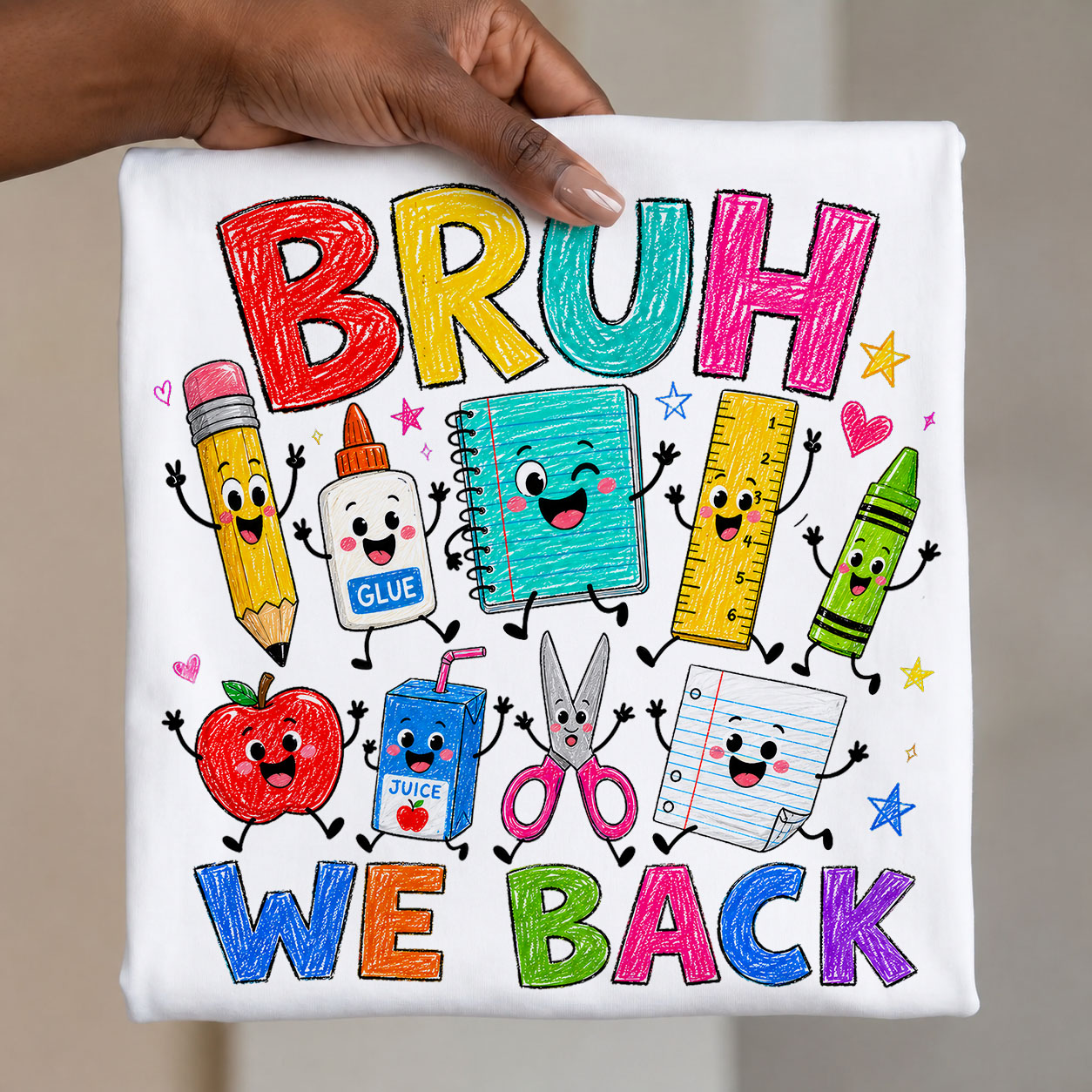 Back to School PNG - Bruh We Back Cute School Supplies Doodles Design – Image 2