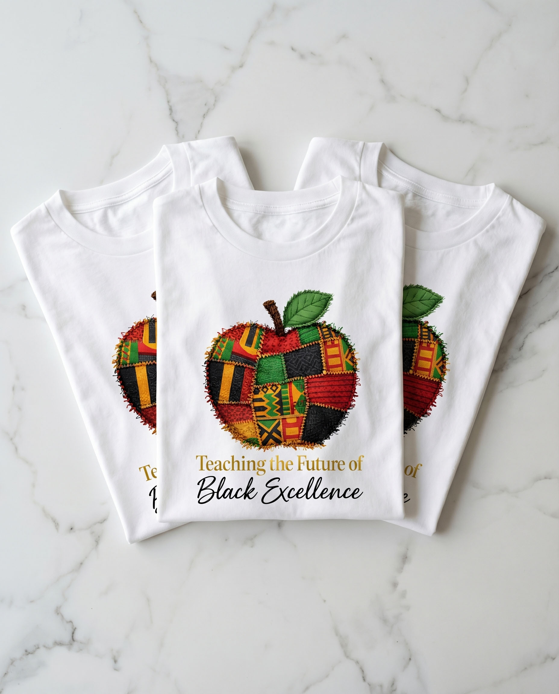 Black Teacher PNG - Kente Patchwork Apple Design – Image 3