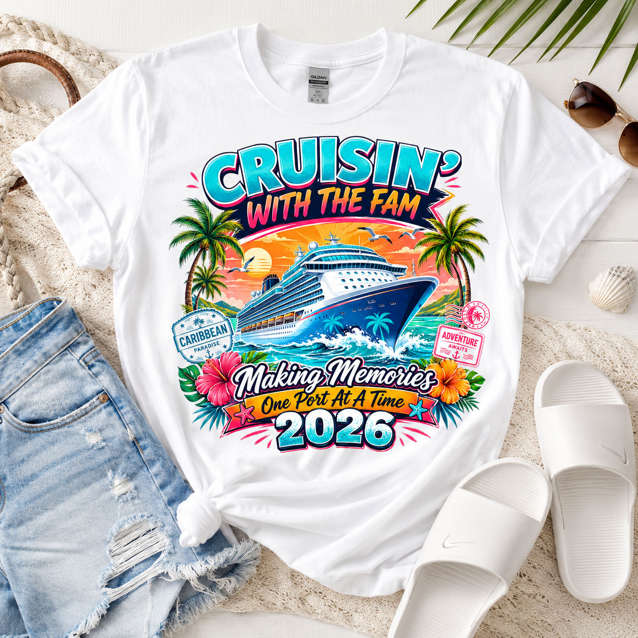 Family Cruise PNG - Cruisin' With the Fam Caribbean Sunset Design – Image 3