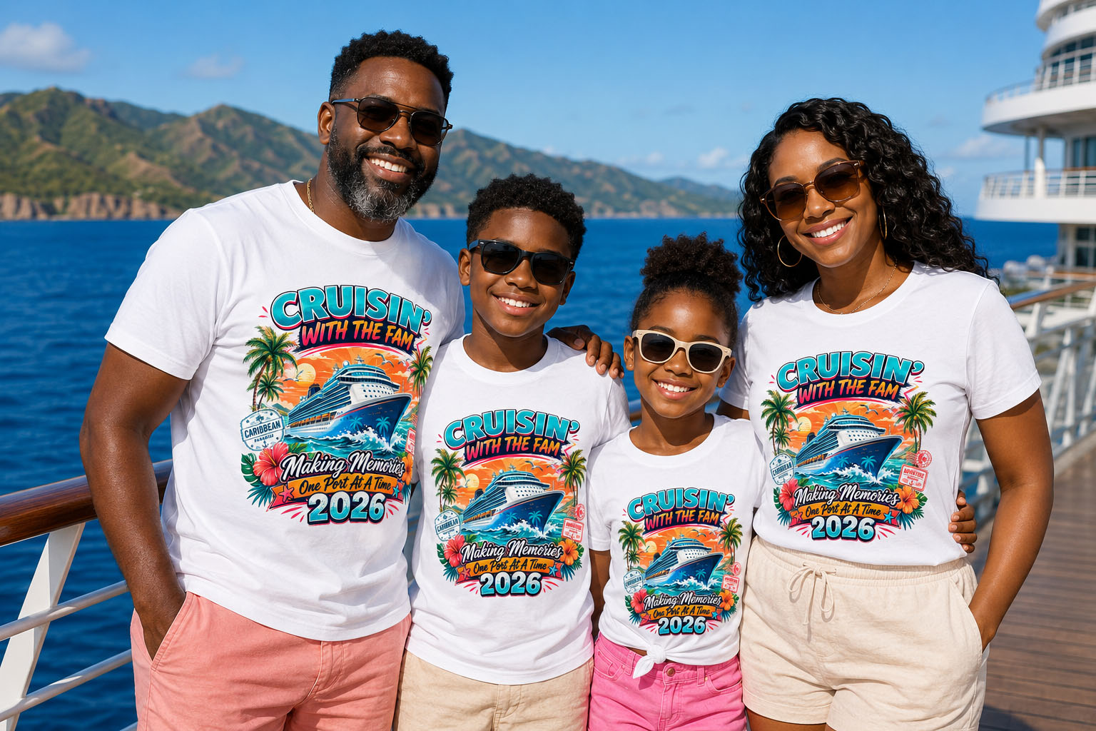 Family Cruise PNG - Cruisin' With the Fam Caribbean Sunset Design – Image 2