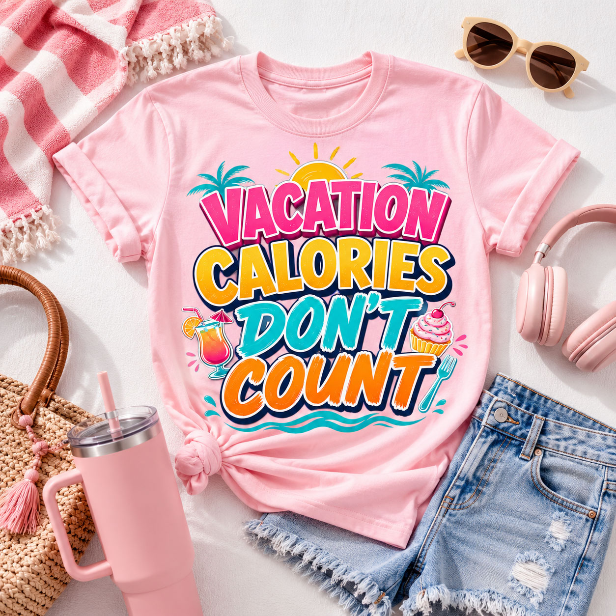 Vacation PNG - Vacation Calories Don't Count Tropical Typography Design – Image 2