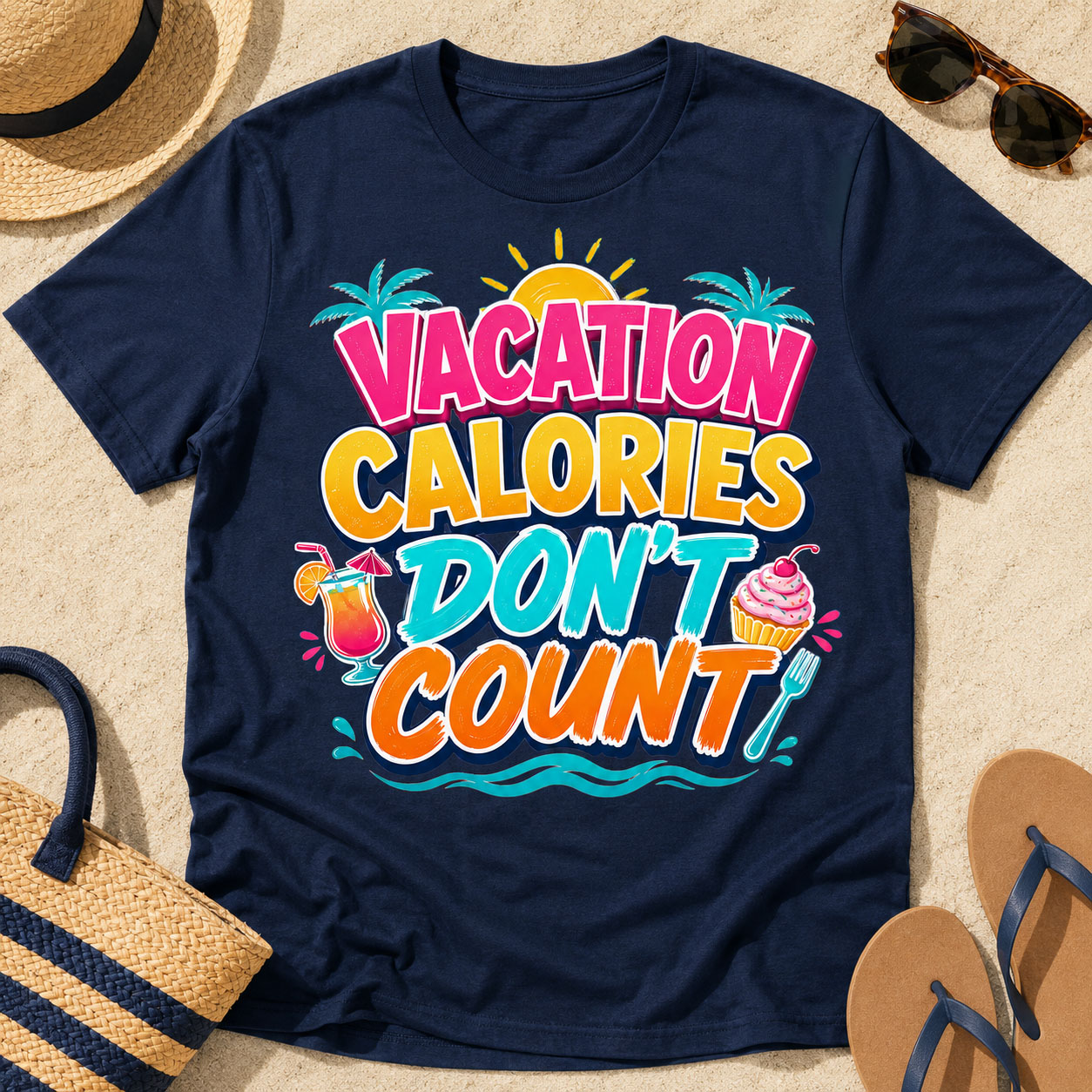 Vacation PNG - Vacation Calories Don't Count Tropical Typography Design – Image 5