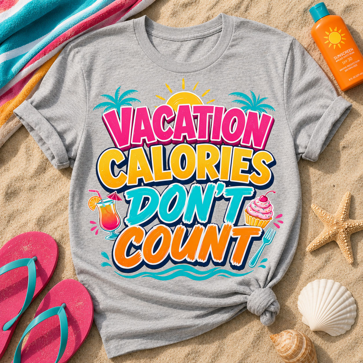Vacation PNG - Vacation Calories Don't Count Tropical Typography Design – Image 6