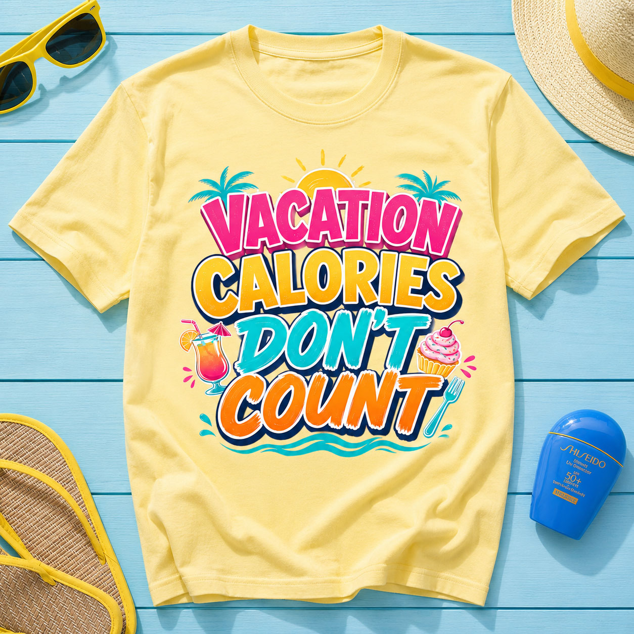 Vacation PNG - Vacation Calories Don't Count Tropical Typography Design – Image 4