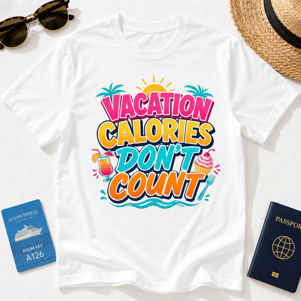 Vacation PNG - Vacation Calories Don't Count Tropical Typography Design – Image 3