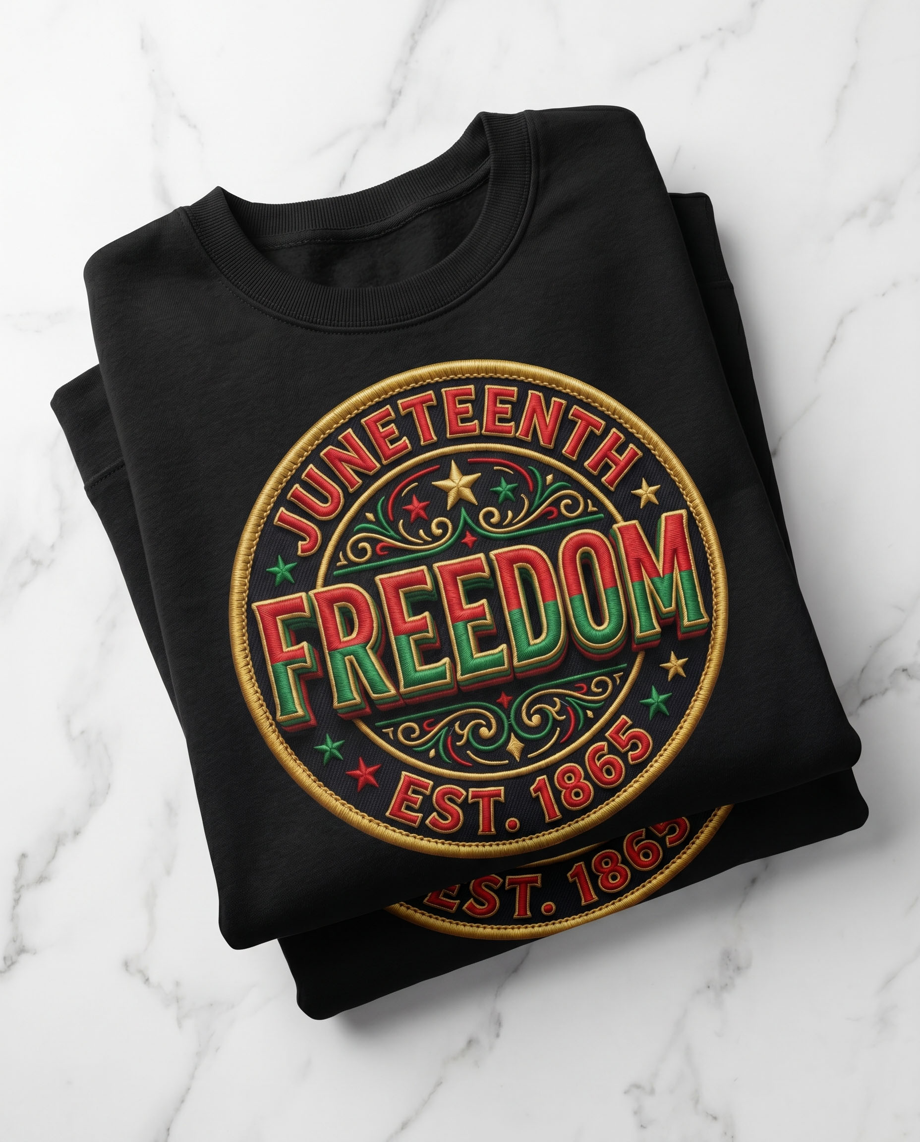 Freedom Juneteenth PNG - Embroidered Patch Style Freedom Est. 1865 Design – Image 4