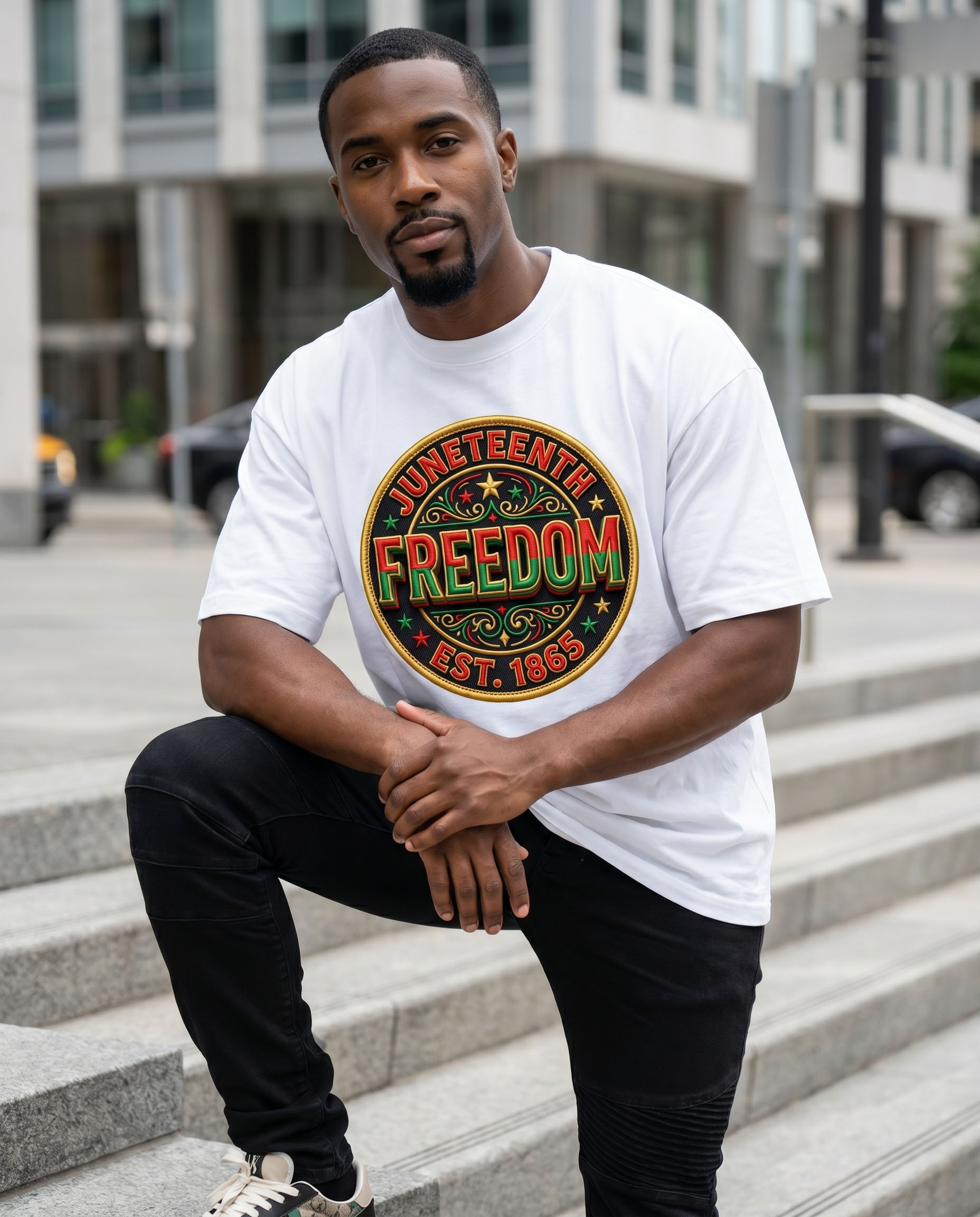 Freedom Juneteenth PNG - Embroidered Patch Style Freedom Est. 1865 Design – Image 5