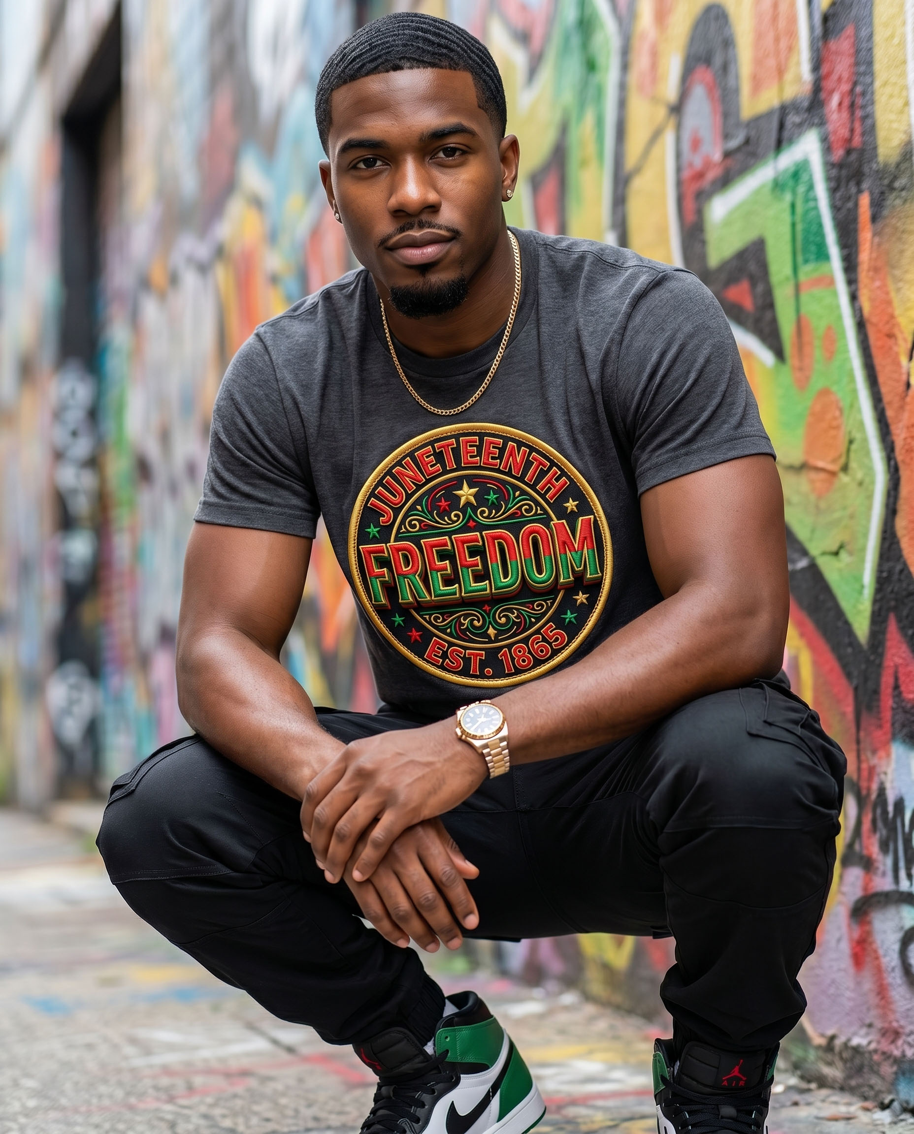 Freedom Juneteenth PNG - Embroidered Patch Style Freedom Est. 1865 Design – Image 3