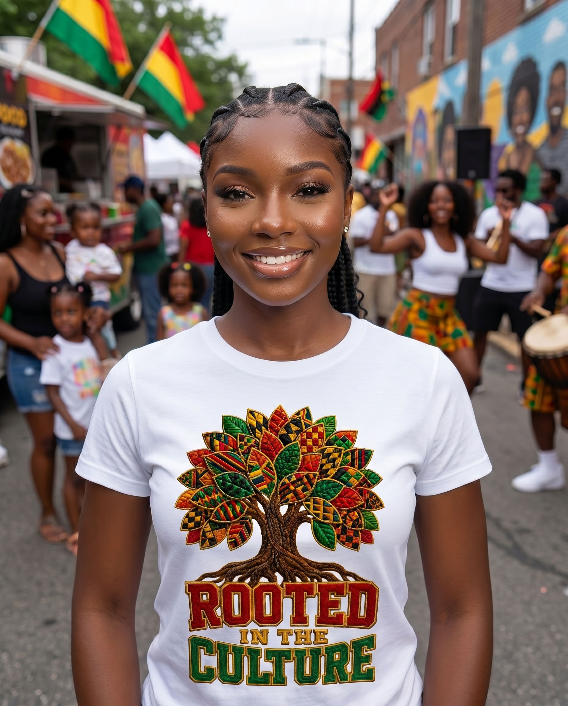 Juneteenth PNG - Rooted in the Culture Kente Tree Embroidery Style Design – Image 2
