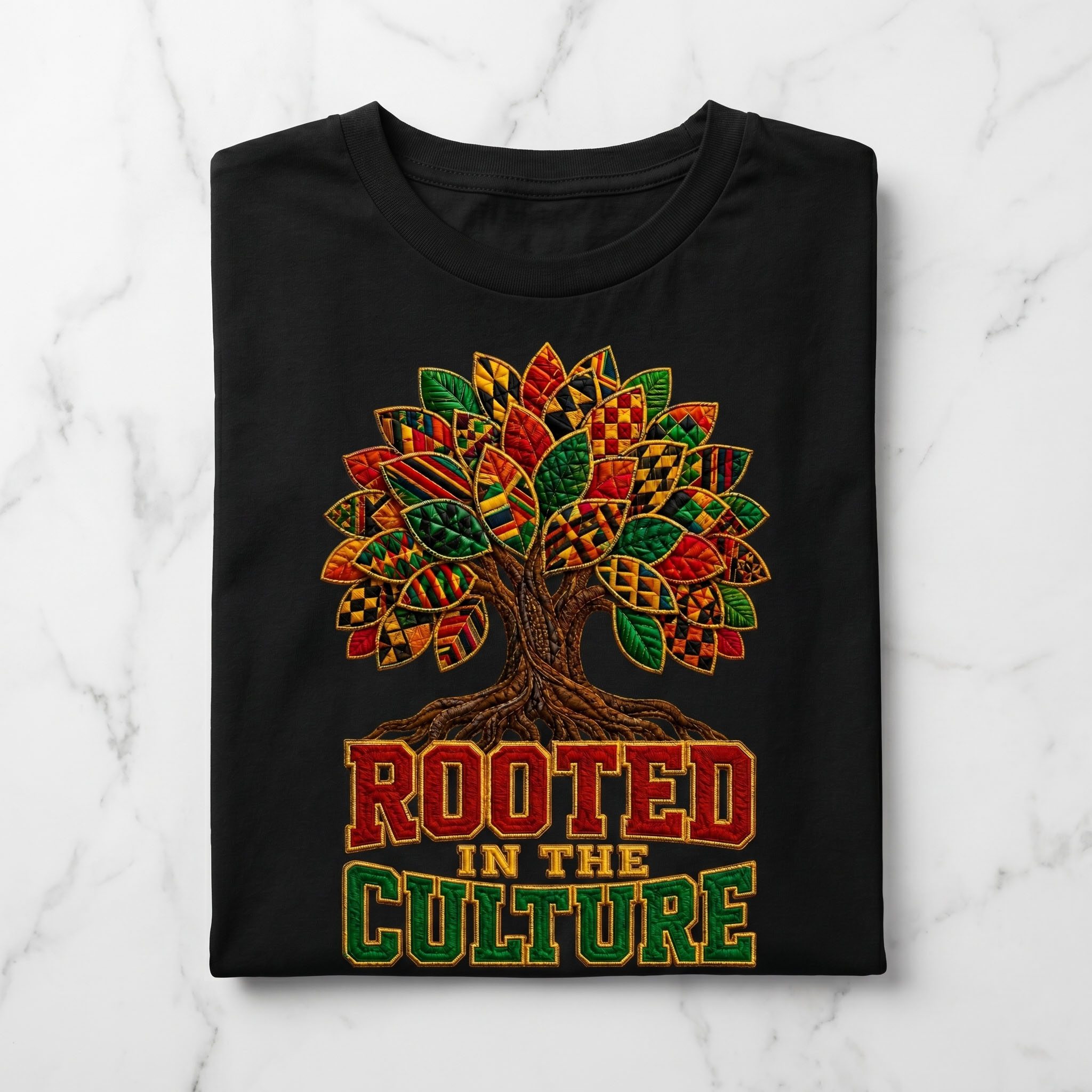 Juneteenth PNG - Rooted in the Culture Kente Tree Embroidery Style Design – Image 4