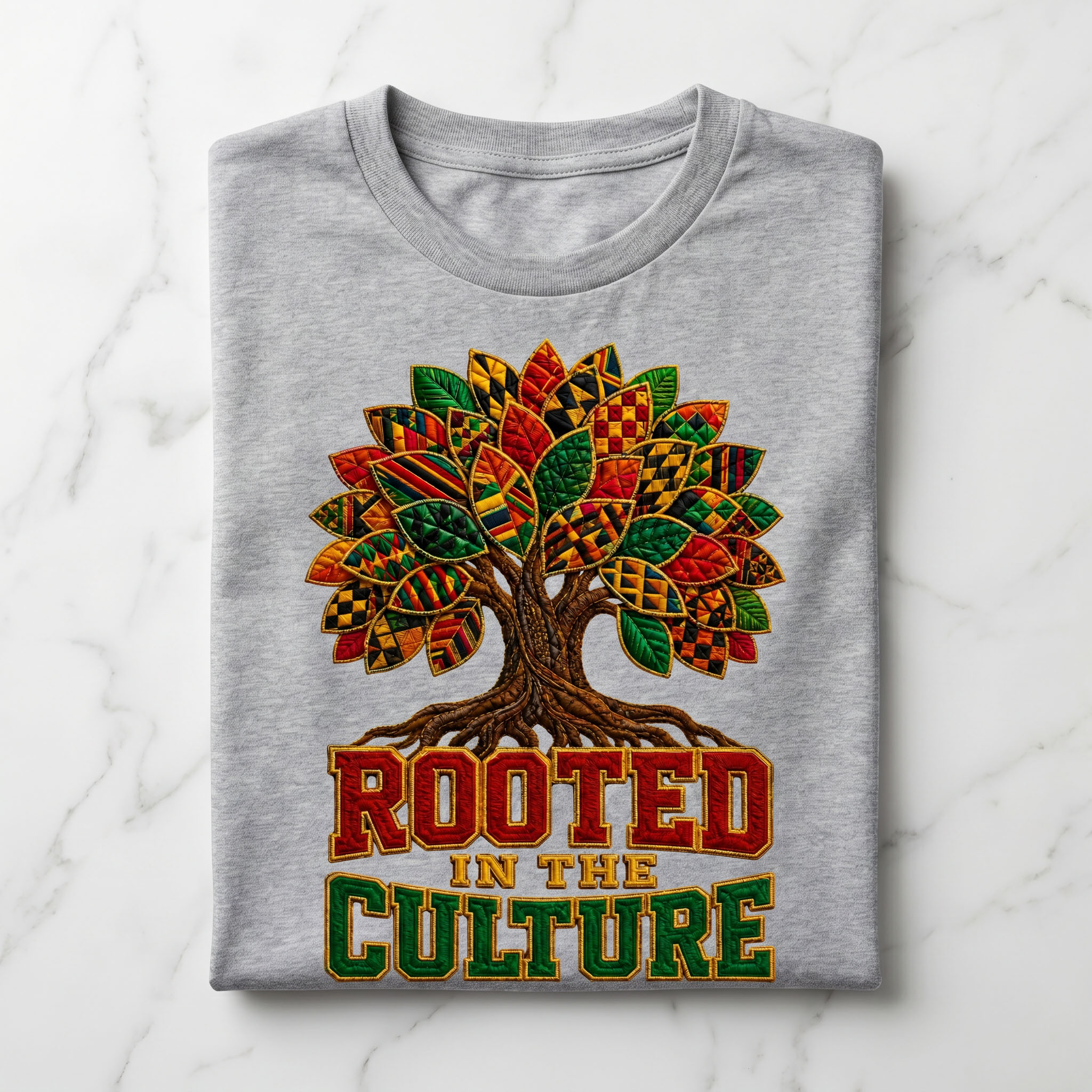 Juneteenth PNG - Rooted in the Culture Kente Tree Embroidery Style Design – Image 3