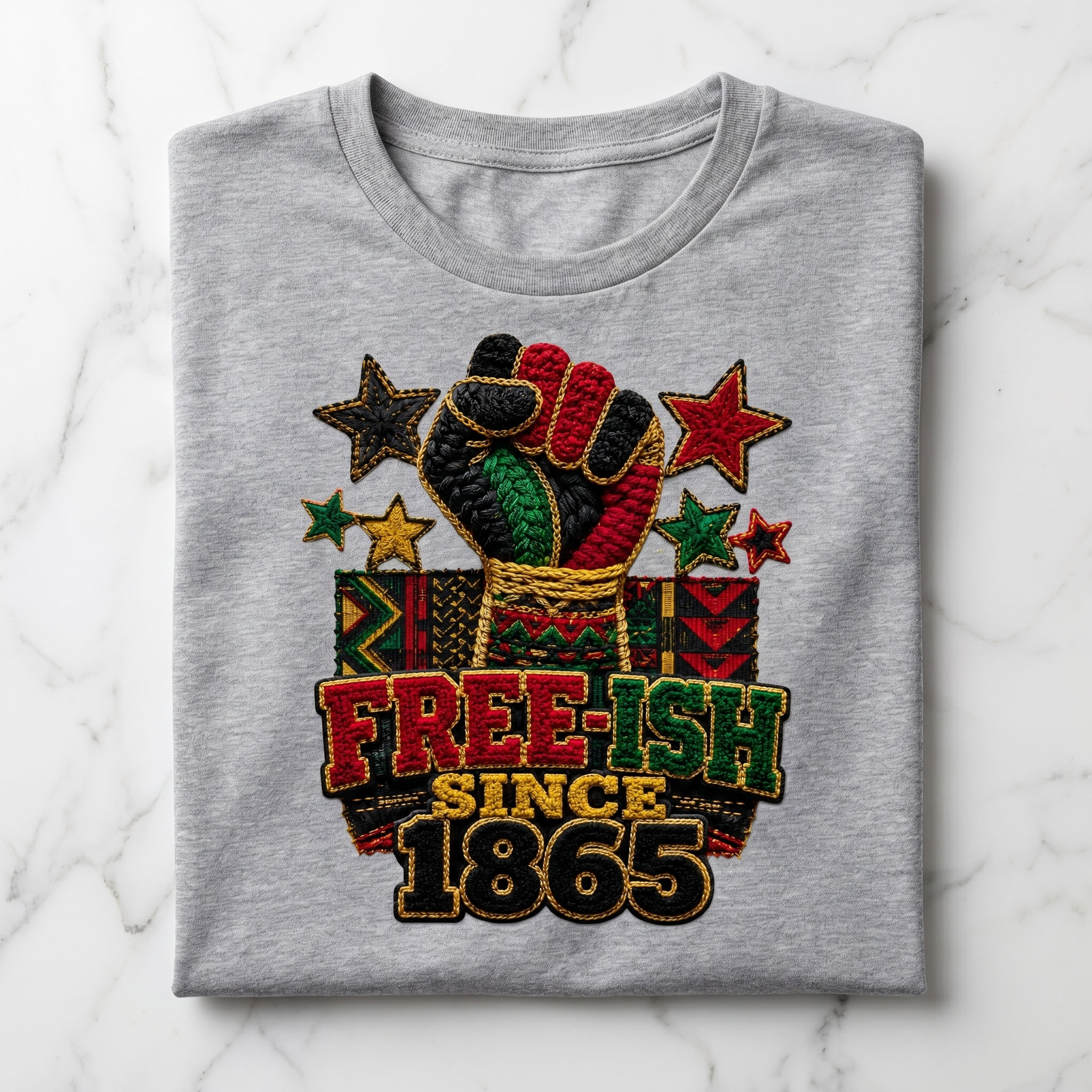 Freeish Since 1865 PNG - Raised Fist Yarn Crochet Style Juneteenth Design – Image 6