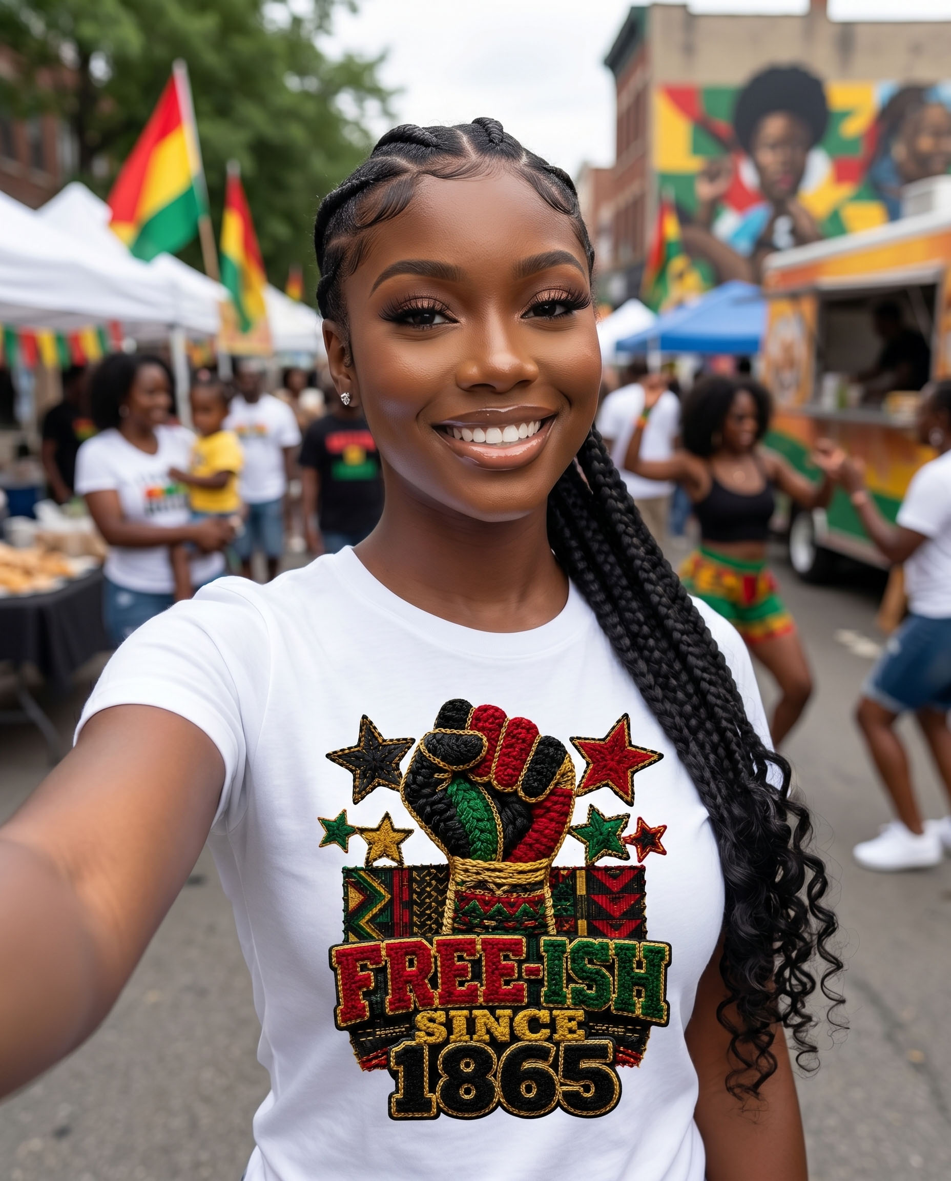 Freeish Since 1865 PNG - Raised Fist Yarn Crochet Style Juneteenth Design – Image 2