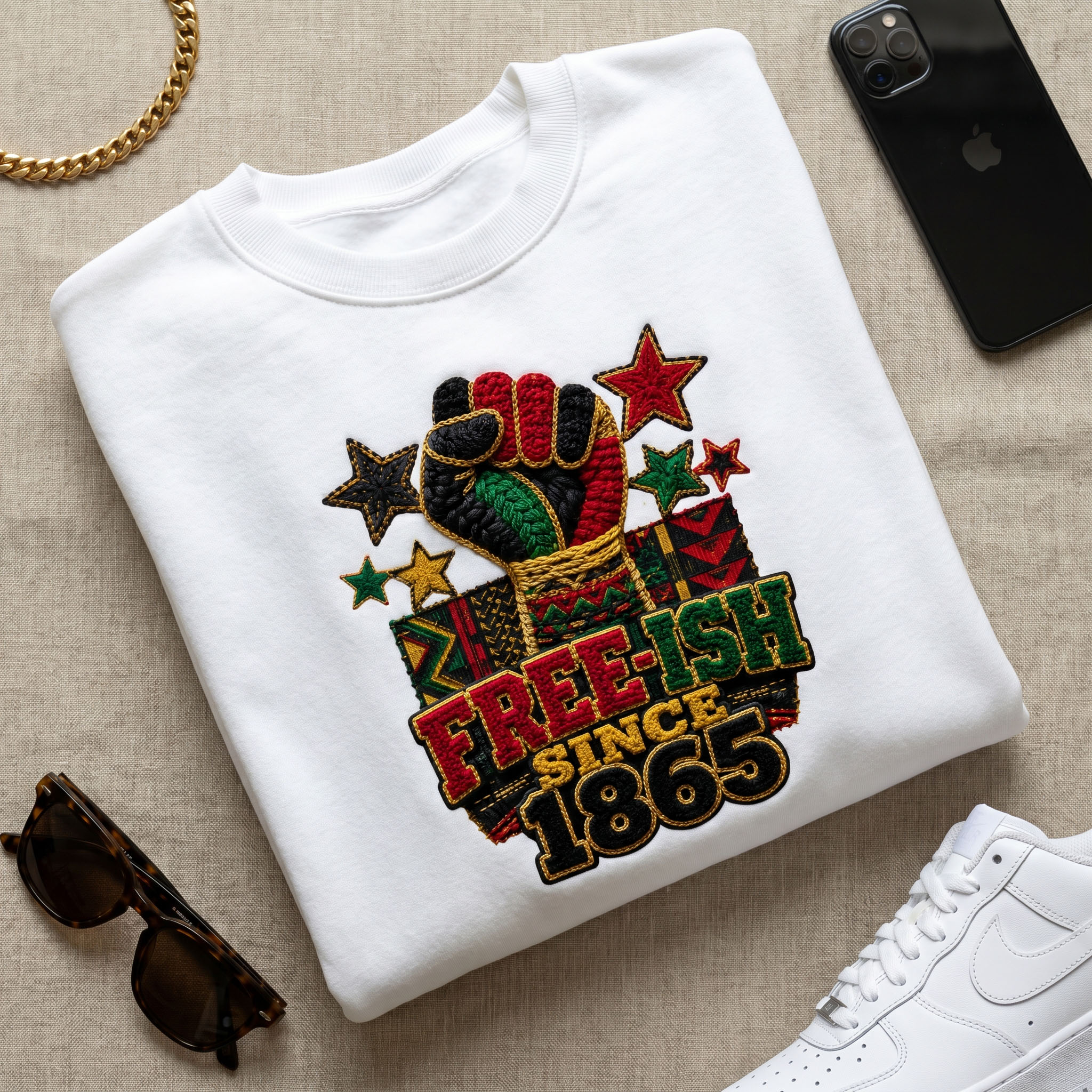 Freeish Since 1865 PNG - Raised Fist Yarn Crochet Style Juneteenth Design – Image 5