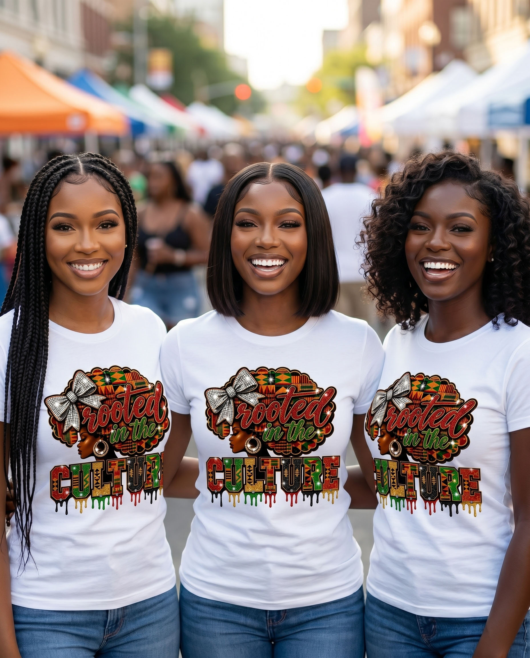 Juneteenth PNG - Rooted in the Culture Afro Melanin Woman Kente Rhinestone Design – Image 2