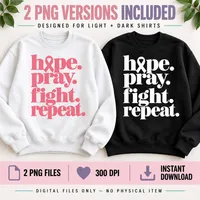 Breast Cancer PNG - Hope Pray Fight Repeat – Image 1