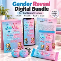 Gender Reveal Bundle for Crafters | Editable Canva Templates + Printable Party Games – Image 1
