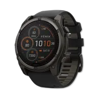 Fenix 8 51mm Solar Sapphire, Carbon Gray DLC with Black/Pebble Gray Silicone Band – Image 1