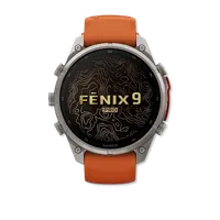 Fenix 9 Pro Amoled 47mm Titanium with Autumn Orange/Spark Orange Silicone Band – Image 2