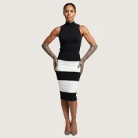 Bamboo BLOCK SKIRT  – Black and Cream