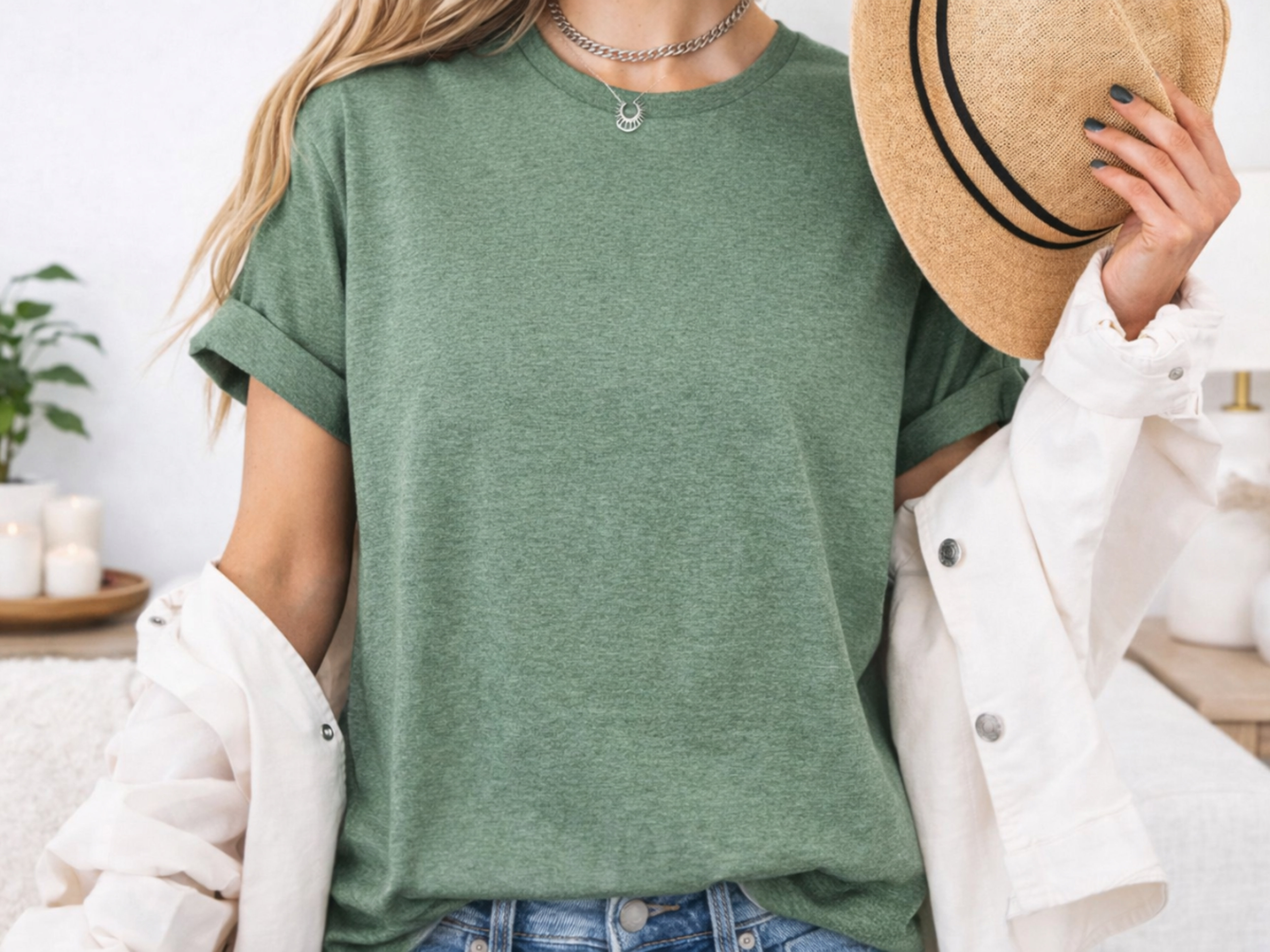 Brite Beginnings Adult T-Shirt – Large, Heather Military Green
