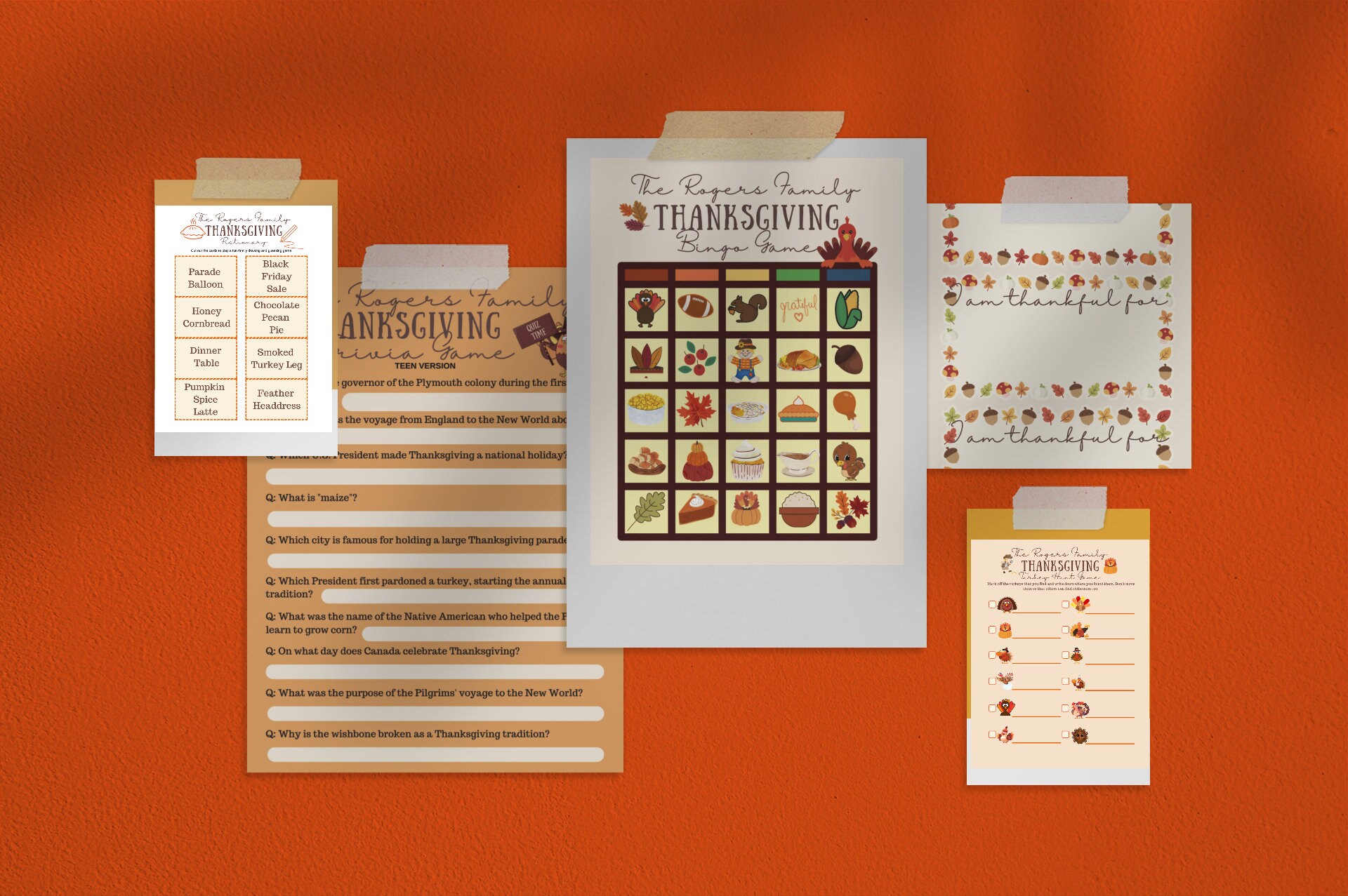 Thanksgiving Family Game Pack: 7 Printable Games for All Ages │ Family Gathering Activities & Gratitude Traditions – Image 2