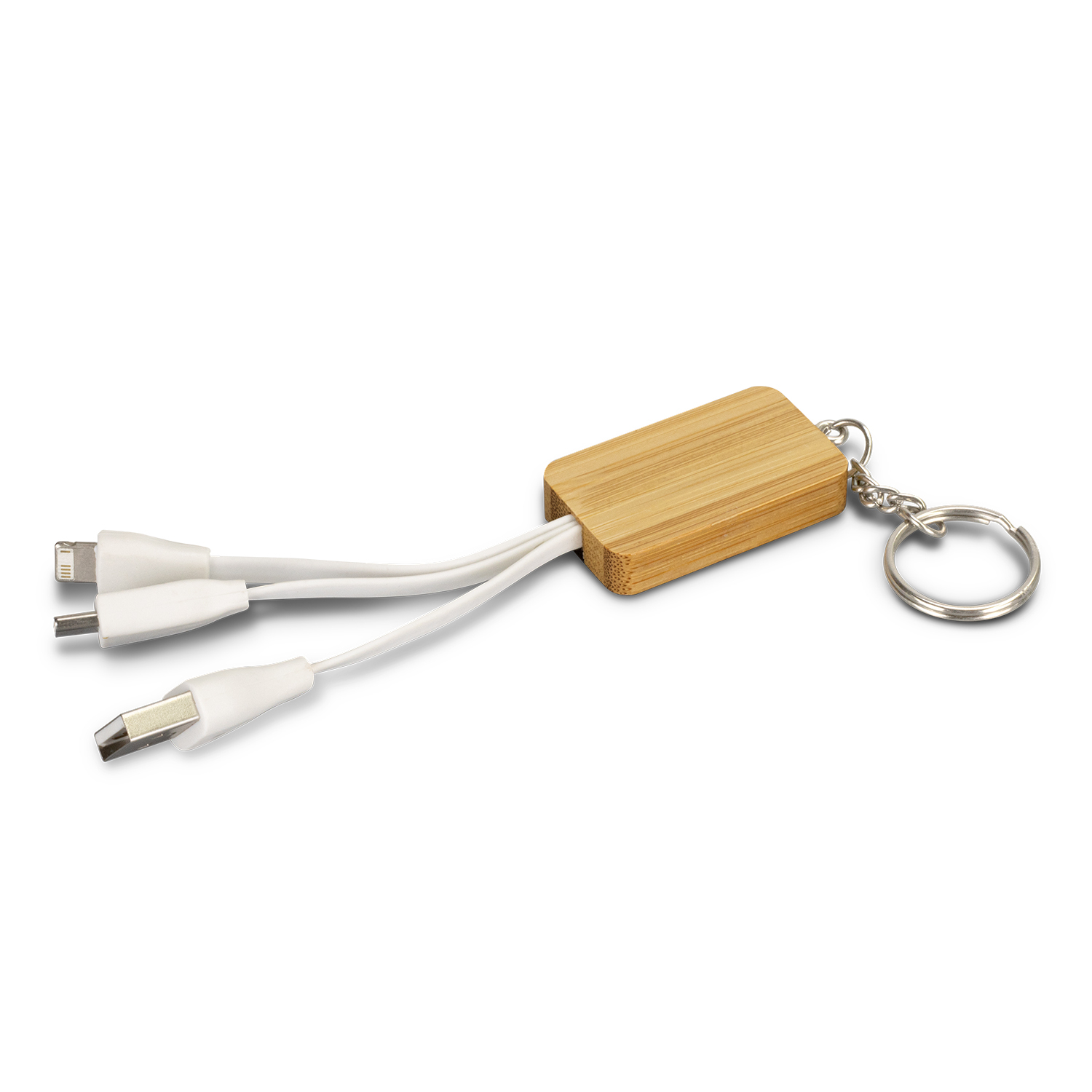 Bamboo Charging Cable Key Ring - Rectangle – Image 2