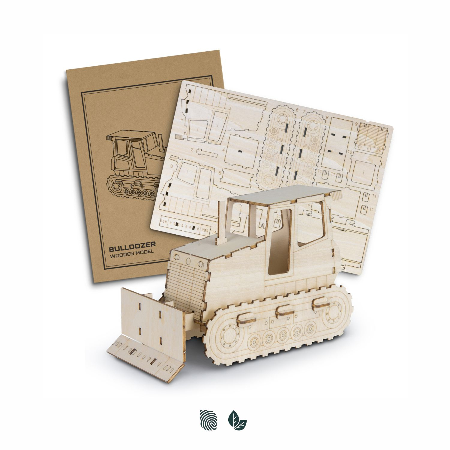 BRANDCRAFT Bulldozer Wooden Model – Image 1
