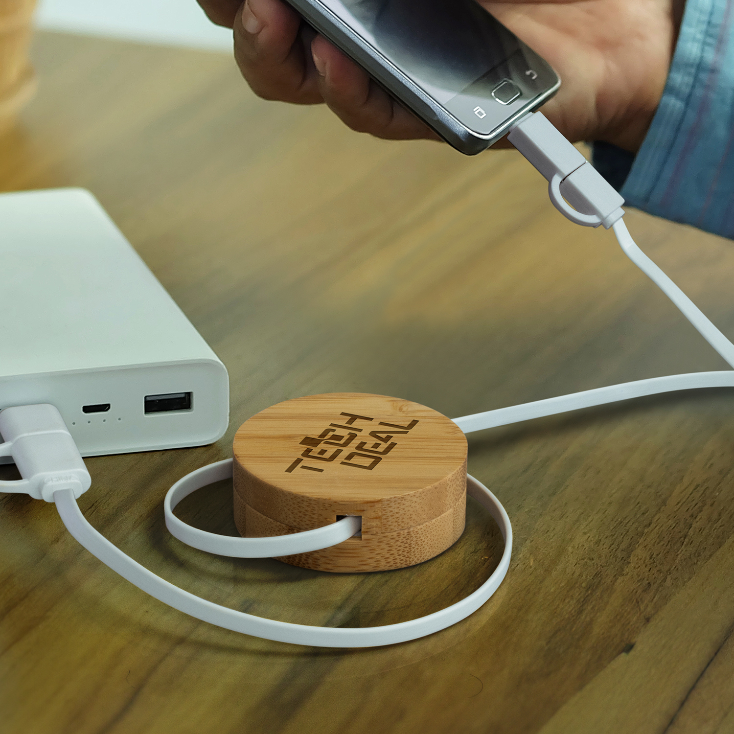 Bamboo Retractable Charging Cable – Image 7