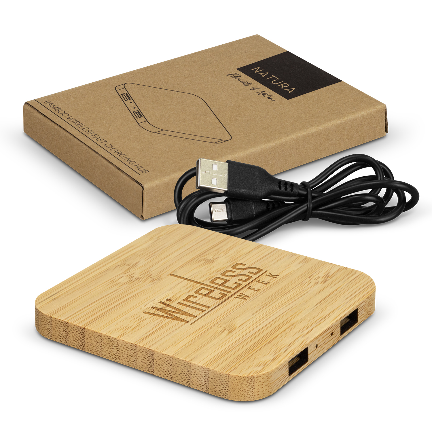 NATURA Bamboo Wireless Fast Charging Hub – Image 2