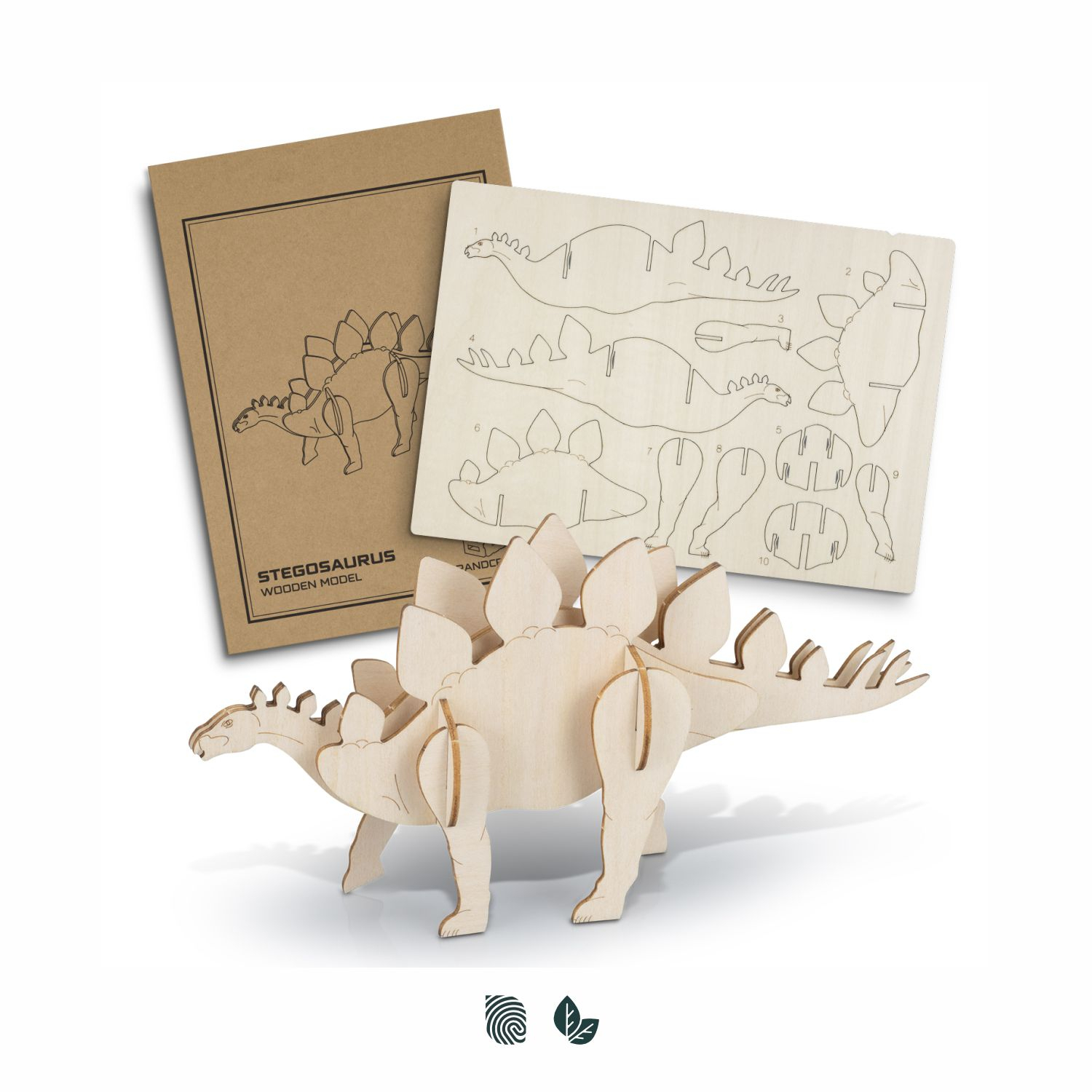BRANDCRAFT Stegosaurus Wooden Model – Image 1