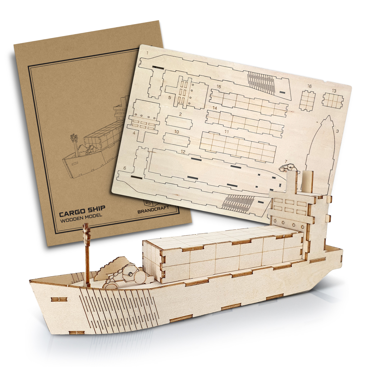 BRANDCRAFT Cargo Ship Wooden Model – Image 2