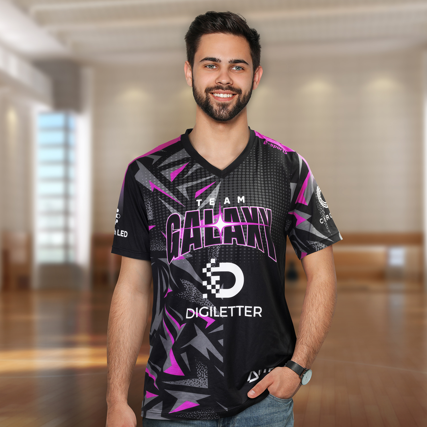 Custom Mens Sports V-Neck T- Shirt – Image 4