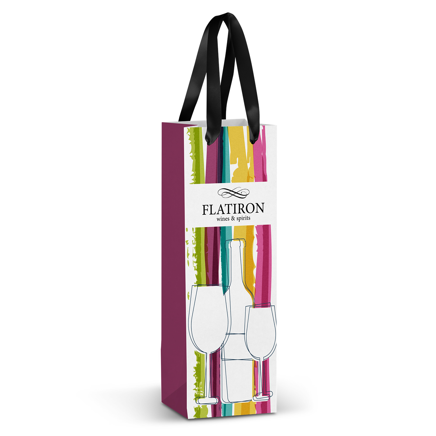 Champagne Ribbon Handle Paper Bag - Full Colour – Image 1