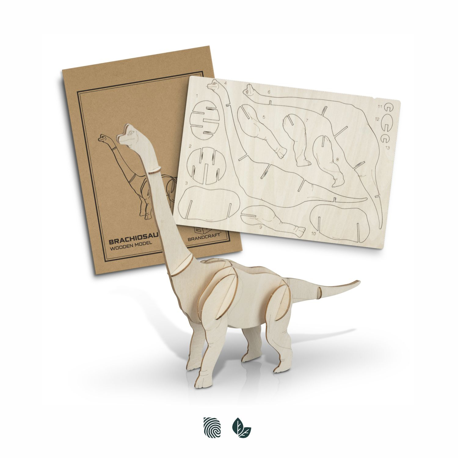 BRANDCRAFT Brachiosaurus Wooden Model – Image 1