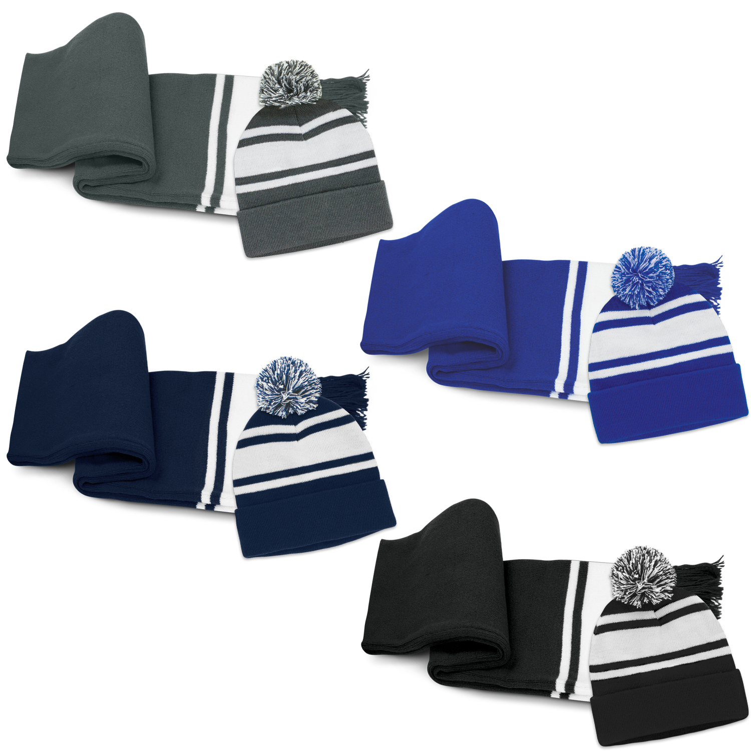 Commodore Scarf and Beanie with Pom Pom Set – Image 1