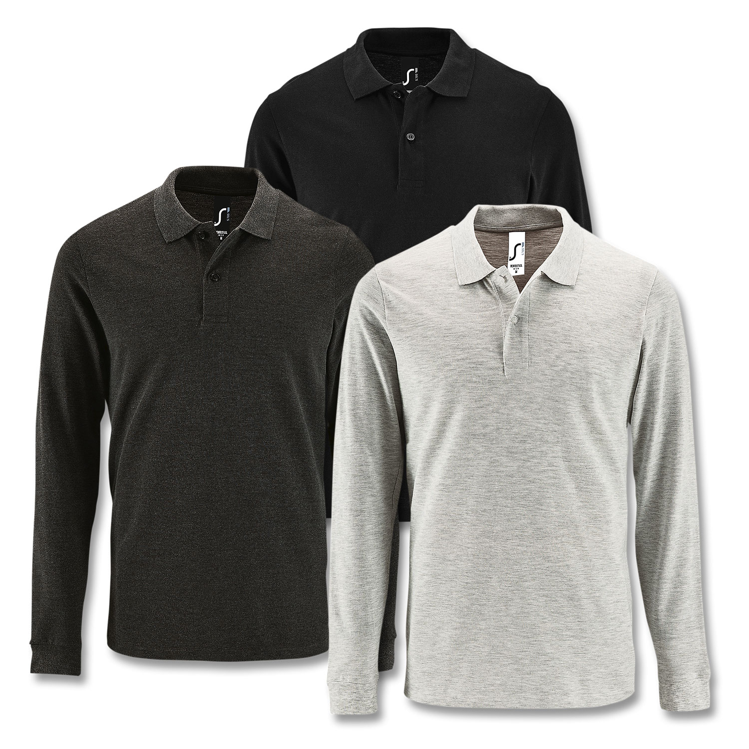 SOLS Perfect Men's Long Sleeve Polo – Image 5