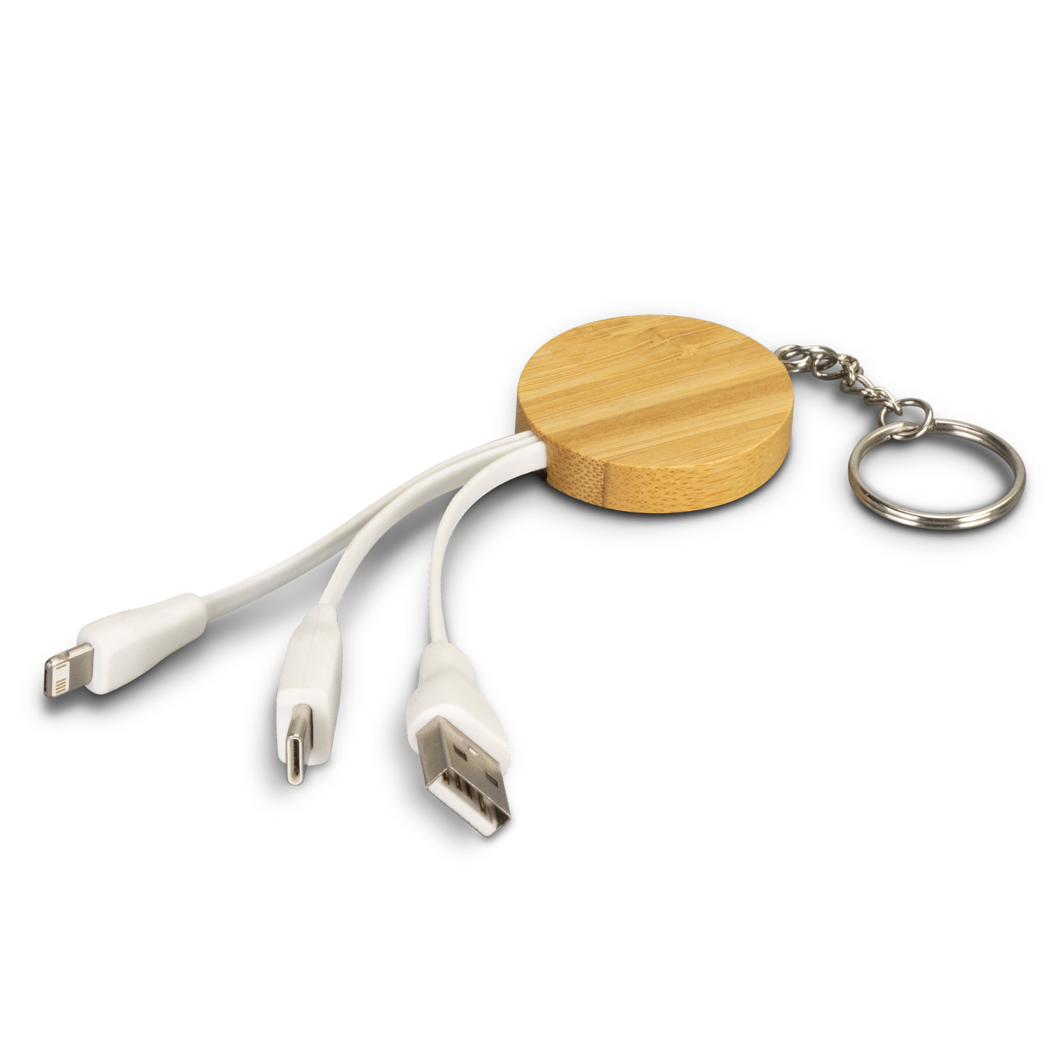 Bamboo Charging Cable Key Ring - Round – Image 2