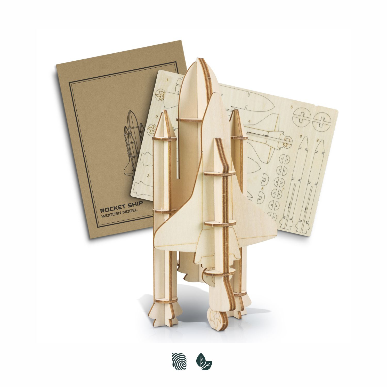 BRANDCRAFT Rocket Ship Wooden Model – Image 1